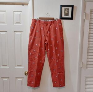J. Crew Men's Salmon Chinos with Bird Pattern